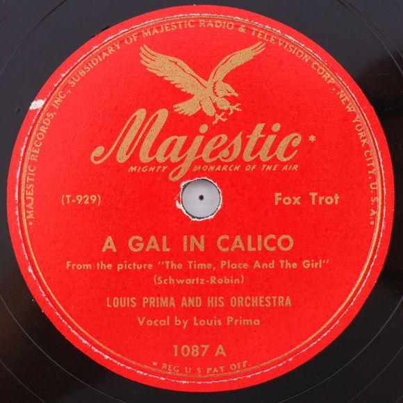 Louis Prima - A Gal In Calico / He / She Like It! - 1946 10" 78 rpm Record 1087 - Picture 1 of 16